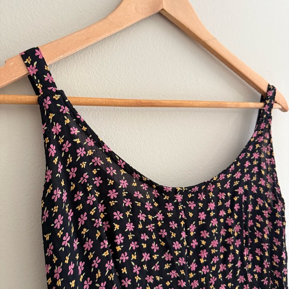 90s Floral Whimsygoth Grunge Handkerchief Hem Moody Floral Midi Slip Dress - Picture 8 of 8